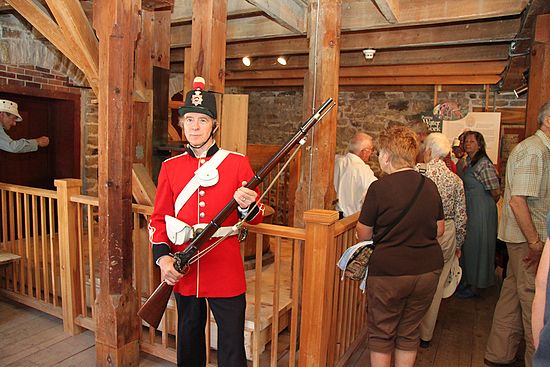 The local constabulary sometimes drops by to make sure that visitors don't get unruly (Brian Porter of the Brockville Infantry Company (1862))