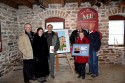 Left to right: Dann Micholls (Director, Delta Mill Society), Natalie Bolton (Director, Mail Operations, Canada Post), Paul George (Curator, Old Stone Mill NHS), Ron Holman (Mayor, Township of Rideau Lakes), Anna Greenhorn (Director, Delta Mill Society) and Art Cowan (President, Delta Mill Society)