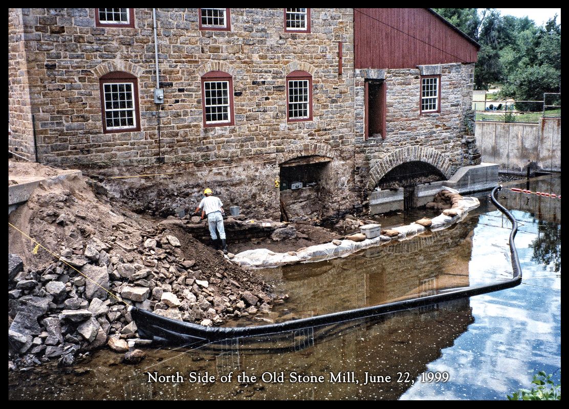 Buffer Wall Removed\nHere we see a coffer dam in plance and the buffer wall almost completely removed to allow for restoration work of the north wall.